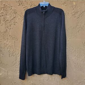 Express Dark Gray Merino Wool Blend Quarter Zip Up Long Sleeve Sweater